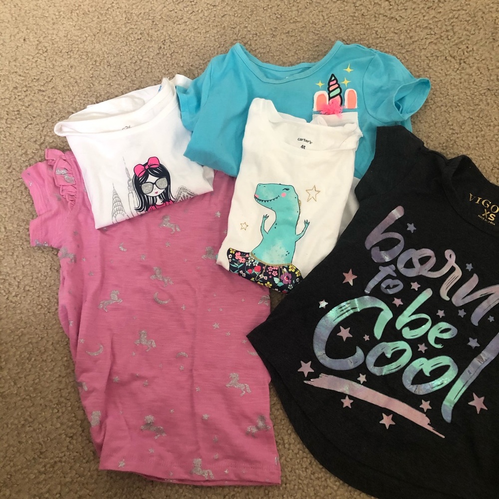 5 assorted girls tees size 4